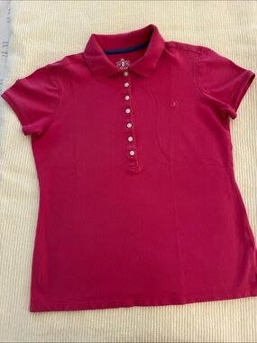 Izod Women's Short-Sleeve Button-Down Polo in Raspberry Pink